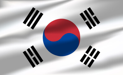 Wall Mural - Vector South Korea Flag Waving Realistic Flowing Flags