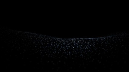 Wall Mural - smooth slow motion moving dotted wavy detailed lines on dark black copy space background seamless lo