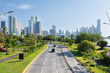 view of balboa avenue in panama city panama central america with the skyline of skyscrapers in the background