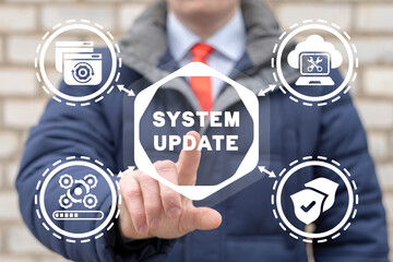 Wall Mural - concept of system update. updating software data. development, download and install update package.