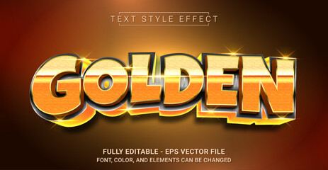 Wall Mural - Golden Text Style Effect. Editable Graphic Text Template.