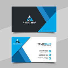 Wall Mural - blue modern creative business card and name card horizontal simple clean template vector design