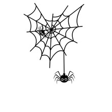 White Halloween Banner With Spiderweb And Spiders