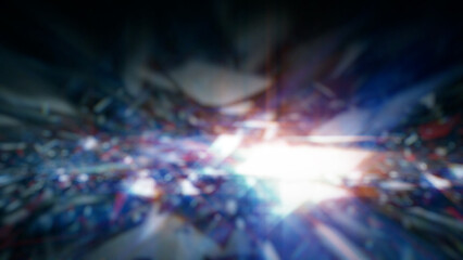 soft focus blue diamond reflection lights backdrop - abstract 3D illustration