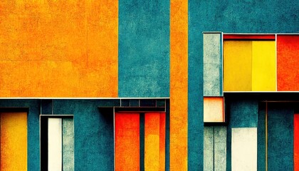 Wall Mural - abstract bauhaus style background. trendy aesthetic bauhaus architecture design. digital art.