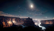 Beautiful Landscape Of The Grand Canyon Under A Stary Sky