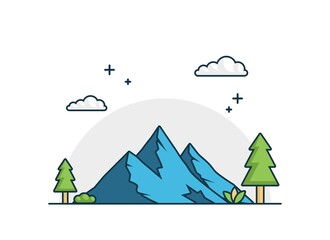 Wall Mural - mountain vector with flat design outline style