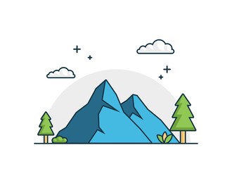 Wall Mural - mountain vector with flat design outline style