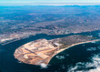Aerial view of Coronado Island and San Diego downtown and San Diego East County mountains