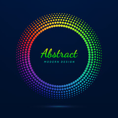 Wall Mural - circular dot frame. faded neon circle. abstract halftone dots pattern. fading gradient lattice. boar