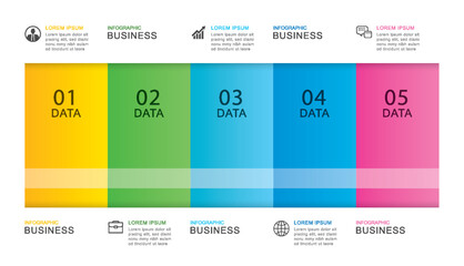 Wall Mural - 5 data infographics tab paper index template. vector illustration abstract background.