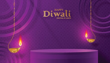 Diwali Or Deepavali 3d Podium Round Stage Style For The Indian Festival Of Lights