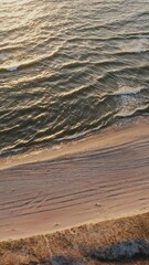 Wall Mural - Panoramic view of a deserted beach washed by sea waves