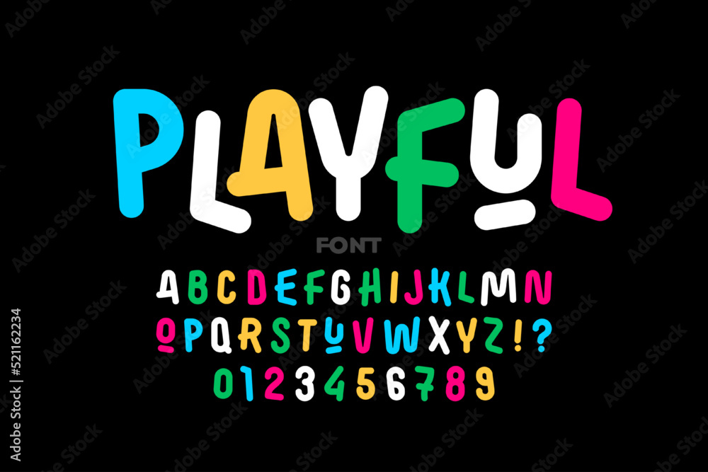 Playful style letters font design, alphabet and numbers vector ...