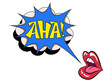 © Natalya - Comic lettering aha with red lips and an open mouth. Vector bright cartoon illustration in retro pop art style. Comic text sound effects.