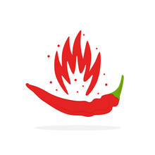 Hot Chilli Peper Icon With Red Flame