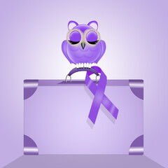 Sticker - purple ribbon on the suitcase