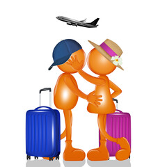 Poster - stylized man and woman goes on vacation