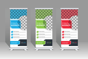 Wall Mural - Business roll up banner standee banner template for promotion