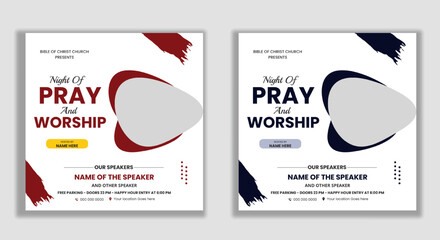 Night prayers worship conference flyer social media and web banner