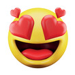 In love emoji face 3d rendering isometric icon.
