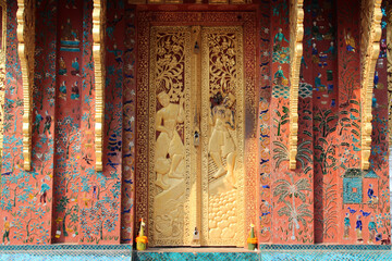 Sticker - buddhist temple (wat xieng thong) in luang prabang (laos) 