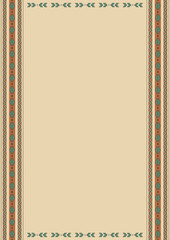Ethnic pattern background with copy space for text. Traditional textile pattern of South America. Mexican, Bolivian, Peruvian blanket. Mexican restaurant menu page. Cinco de Mayo design illus Size A4.