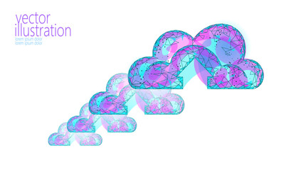 Wall Mural - cloud computing online storage low poly. polygonal future modern internet business technology. blue 