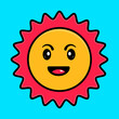 Sun cartoon illustration isolated on blue background for children book