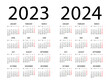 Calendar 2023, 2024 year - vector illustration. Week starts on Monday. Calendar Set for 2023, 2024 years