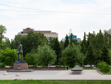 Monument To Mikhail Vrubel In The Historical Center Of Omsk In Summer