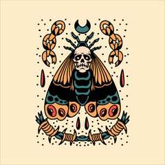 moth tattoo set vector design