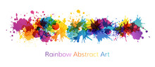 Rainbow Abstract Creative Banner From Paint Splashes.