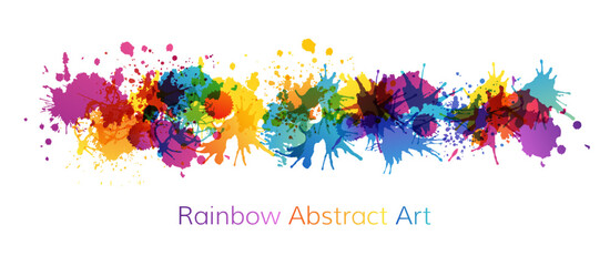 Wall Mural - rainbow abstract creative banner from paint splashes.