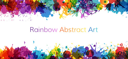 Wall Mural - rainbow abstract creative banner from paint splashes.