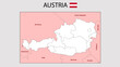 Austria Map. Political map of Austria. Italy Map with neighboring countries and borders.