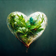 heart shape is filled of herbs
