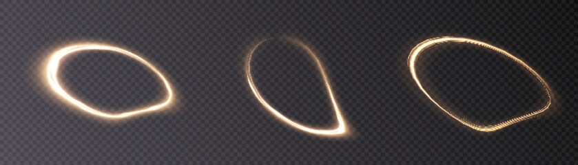 Fototapete - Yellow light effect curved bright line. Set of abstract curved half lights. vector png