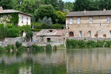 Wall Mural - Impressions of Bagno Vignoni. This Tuscan village is famous for its hot springs