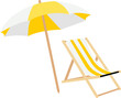 yellow Beach Chair with Umbrella, Parasol, Pool