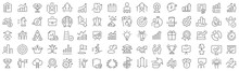Set Of Growth And Success Line Icons. Collection Of Black Linear Icons