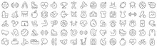Set Of Sport And Fitness Line Icons. Collection Of Black Linear Icons