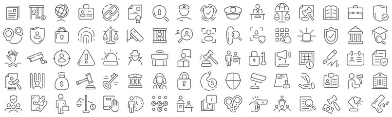 Aufkleber - Set of law and justice line icons. Collection of black linear icons