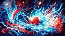 Blue And Red Galaxy Artwork 