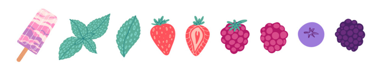 summer berry set vector illustration