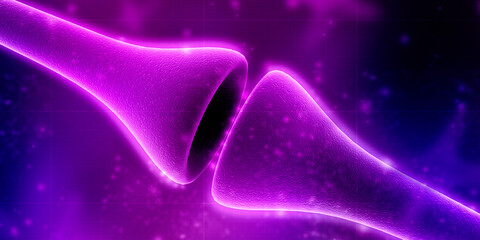 Wall Mural - synapse and neuron cells sending electrical chemical signals. 3d rendering