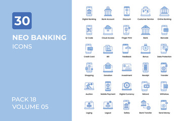 Wall Mural - Neo Banking icons collection. Set contains such Icons as online bank, bank, online money, and more