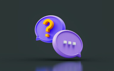 Wall Mural - question mark sing with text message on dark background 3d render concept for conversation confusion
