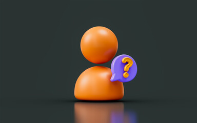 Wall Mural - user question mark sign on dark background 3d render concept for thinking planning confusion