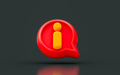 Wall Mural - exclamation sign with message on dark background 3d render concept for conversation alert attention